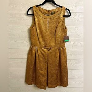 Taylor Women’s Gold Sparkle Rose 50’s Style Mini Holiday Dress. Size 8
